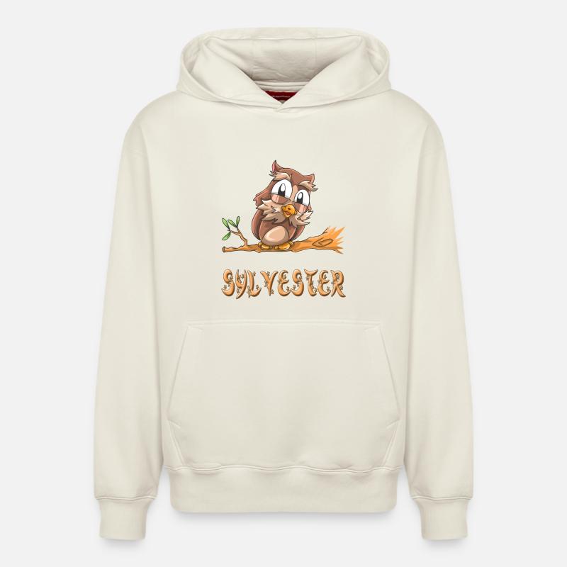 Eule Sylvester - Relaxed Unisex Organic Hoodie – von SPREAD - Naturweiß