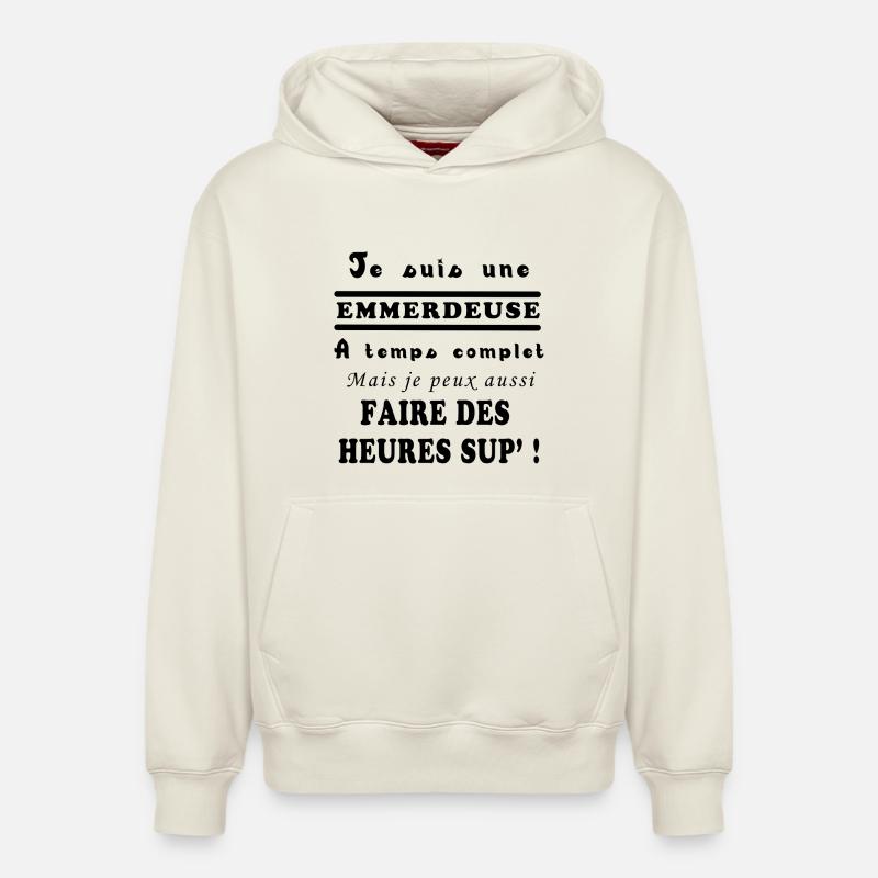 JE SUIS UNE EMMERDEUSE - Sweat à capuche unisexe décontracté en coton biologique – de SPREAD - blanc cassé