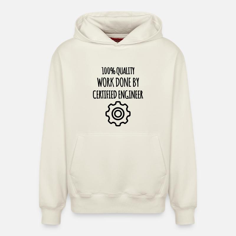 Ingénieur et Qualité - Sweat à capuche unisexe décontracté en coton biologique – de SPREAD - blanc cassé