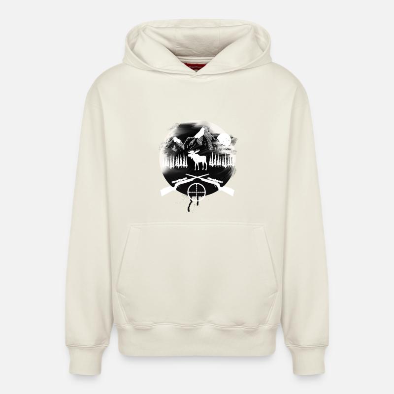 Élan chasseur - Sweat à capuche unisexe décontracté en coton biologique – de SPREAD - blanc cassé