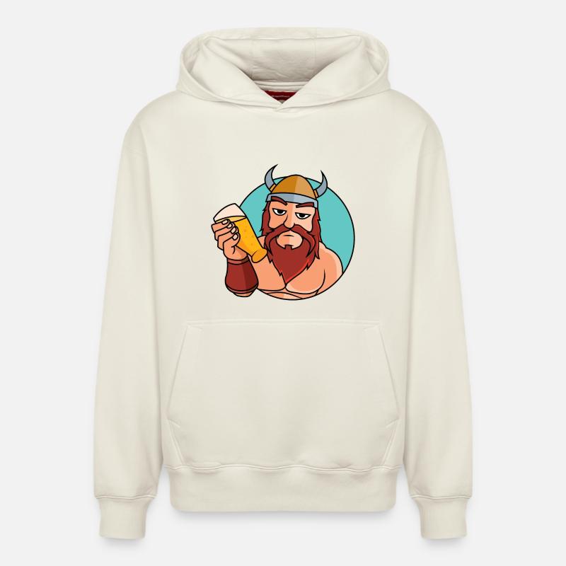 Wikinger mit Bierglas - Relaxed Unisex Organic Hoodie – von SPREAD - Naturweiß