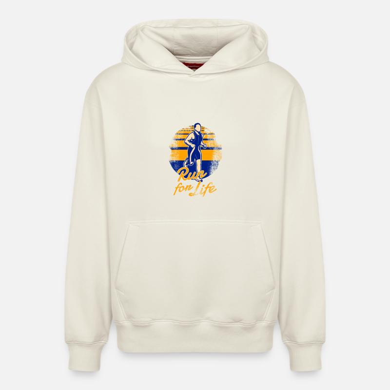 Marathon - Sweat à capuche unisexe décontracté en coton biologique – de SPREAD - blanc cassé