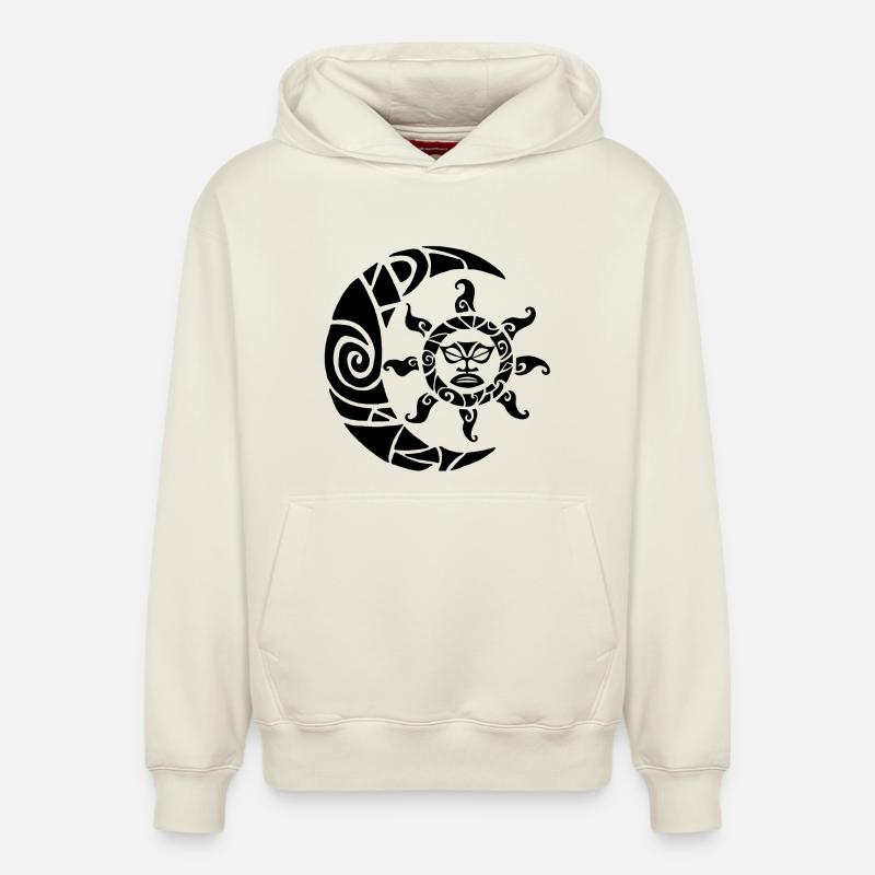 Lune, soleil et nature (noir) - Sweat à capuche unisexe décontracté en coton biologique – de SPREAD - blanc cassé