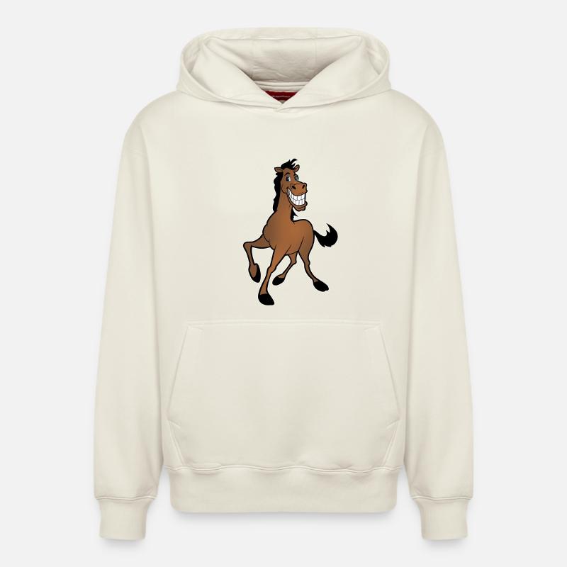 cheval - Sweat à capuche unisexe décontracté en coton biologique – de SPREAD - blanc cassé