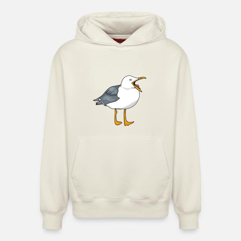Seagull - Seagull - Sweat à capuche unisexe décontracté en coton biologique – de SPREAD - blanc cassé