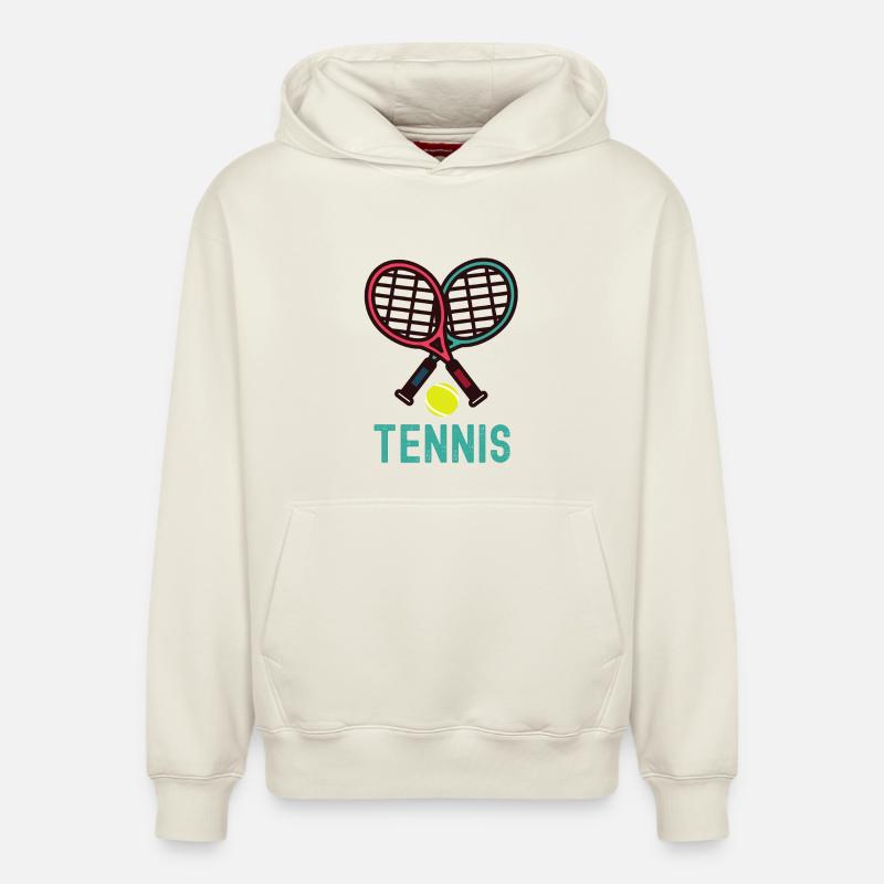 Tennis - Sweat à capuche unisexe décontracté en coton biologique – de SPREAD - blanc cassé