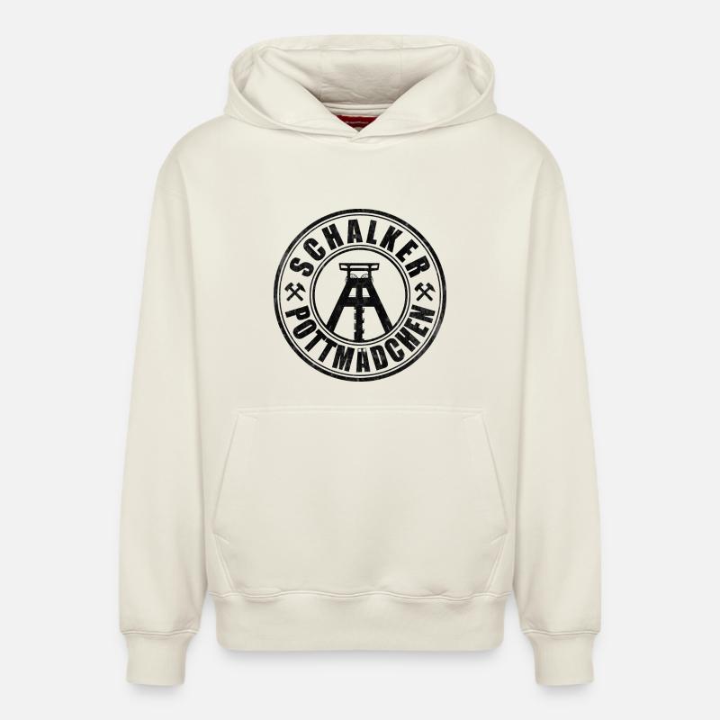 Schalker Pottmädchen | Ruhrpott Mädchen - Relaxed Unisex Organic Hoodie – von SPREAD - Naturweiß