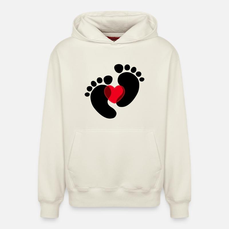 Coeur Enceinte Pieds bébé - Sweat à capuche unisexe décontracté en coton biologique – de SPREAD - blanc cassé
