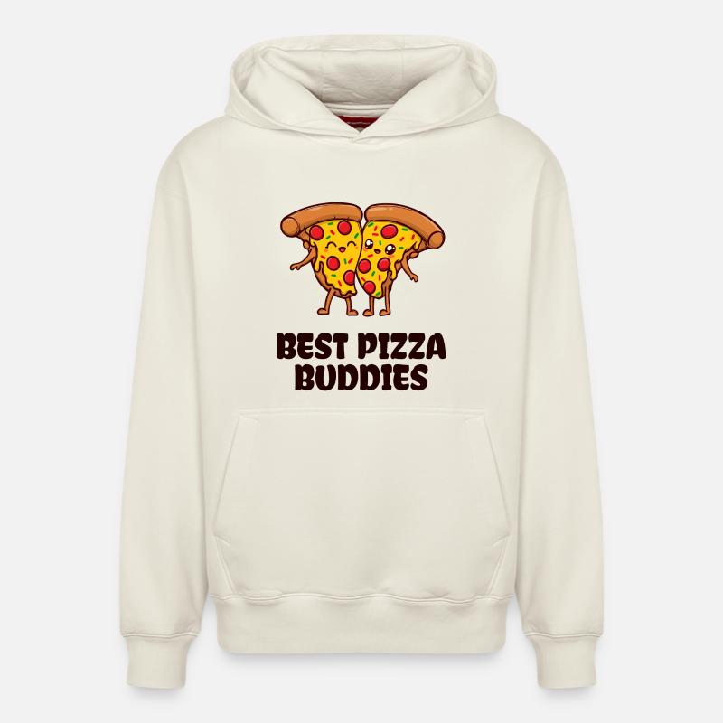 Pizza Buddy Beste Freunde Statement - Relaxed Unisex Organic Hoodie – von SPREAD - Naturweiß