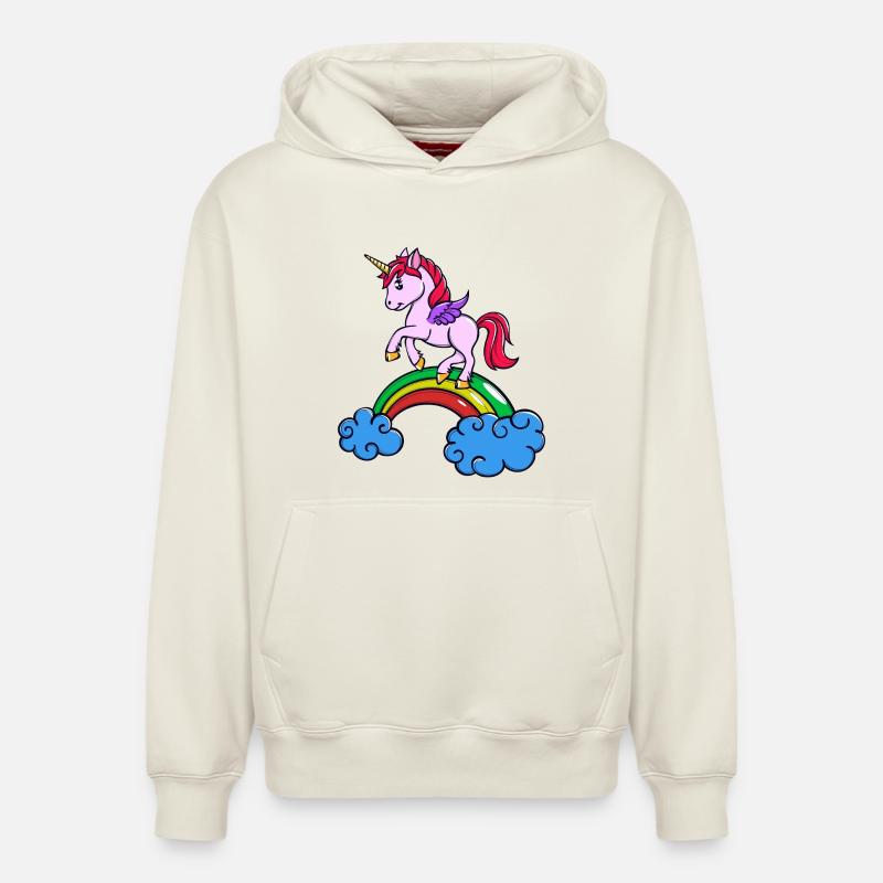 Animal Licorne - Sweat à capuche unisexe décontracté en coton biologique – de SPREAD - blanc cassé