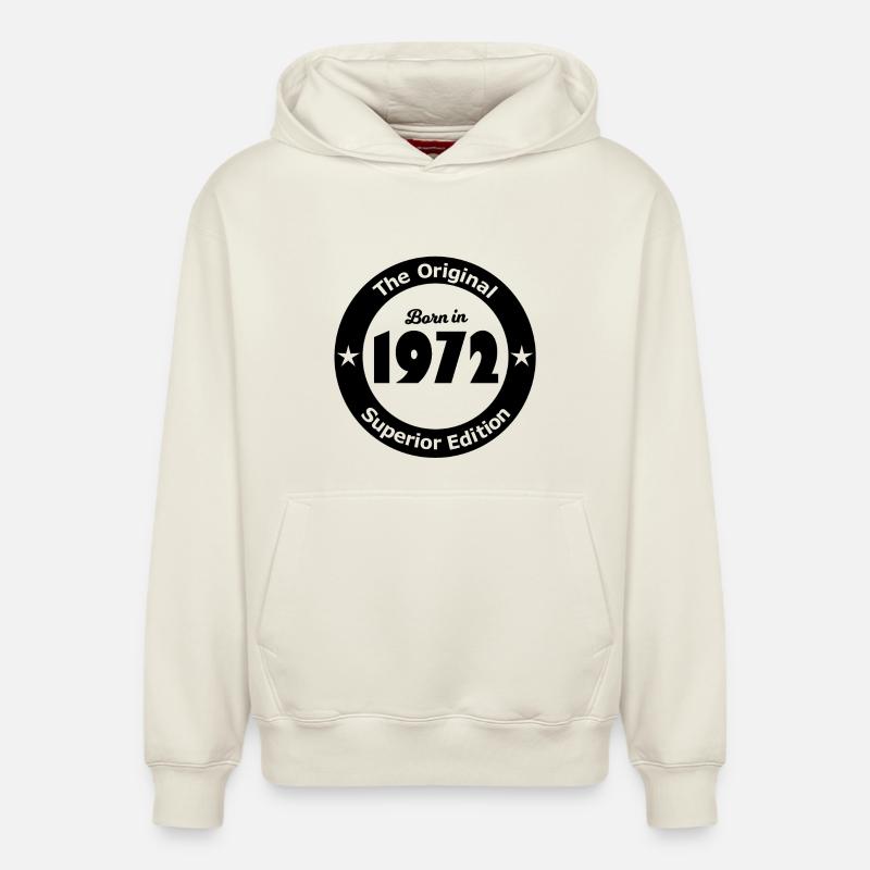 1972 - Sweat à capuche unisexe décontracté en coton biologique – de SPREAD - blanc cassé