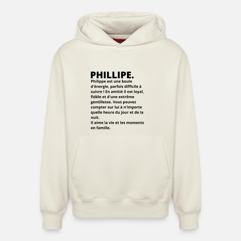 Philippe définition prénom - Sweat à capuche unisexe décontracté en coton biologique – de SPREAD - blanc cassé