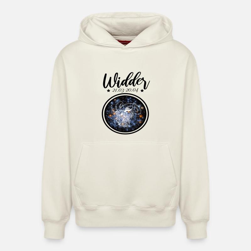 Widder Sternzeichen - Relaxed Unisex Organic Hoodie – von SPREAD - Naturweiß