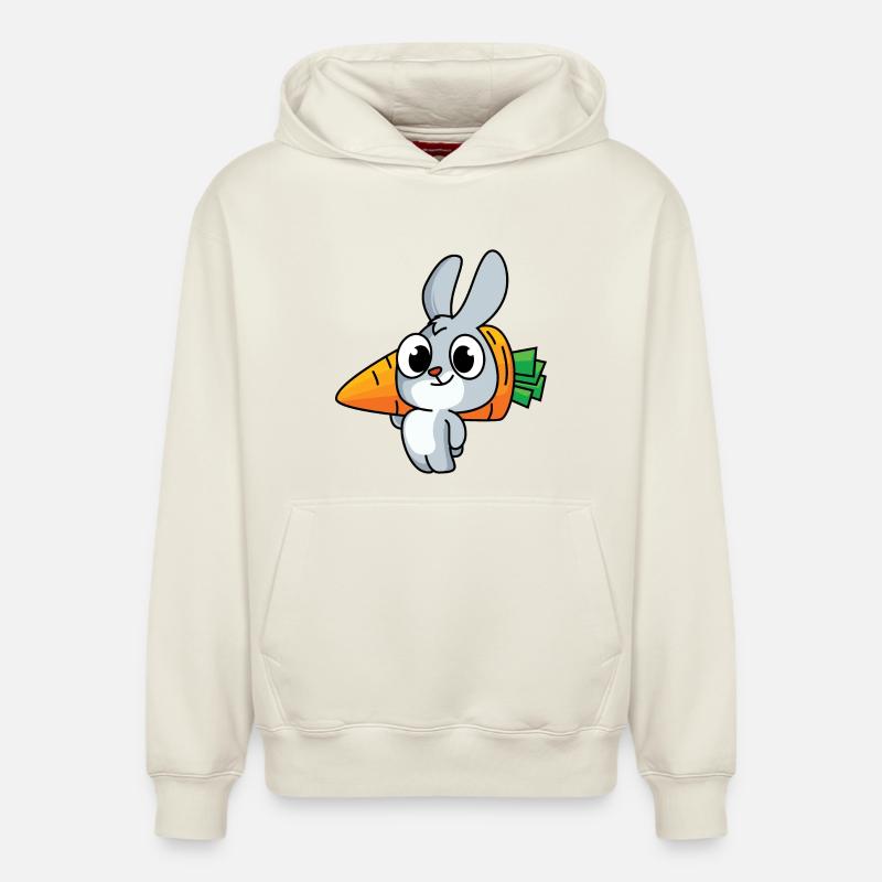 Lapin travailleur - Sweat à capuche unisexe décontracté en coton biologique – de SPREAD - blanc cassé