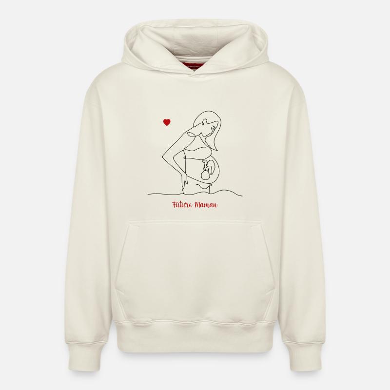 Future maman - Sweat à capuche unisexe décontracté en coton biologique – de SPREAD - blanc cassé