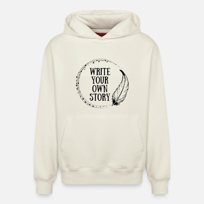 Écrivez votre propre histoire - Sweat à capuche unisexe décontracté en coton biologique – de SPREAD - blanc cassé