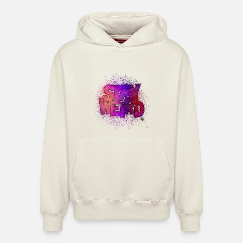 Stay Weird - Sweat à capuche unisexe décontracté en coton biologique – de SPREAD - blanc cassé