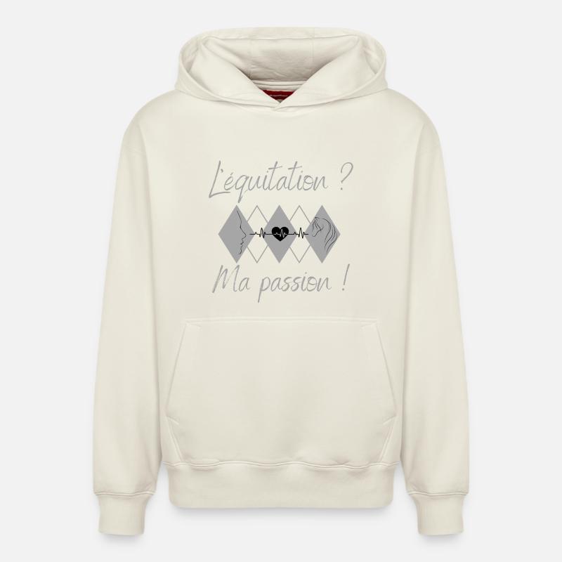 L'équitation, ma passion ! - Sweat à capuche unisexe décontracté en coton biologique – de SPREAD - blanc cassé