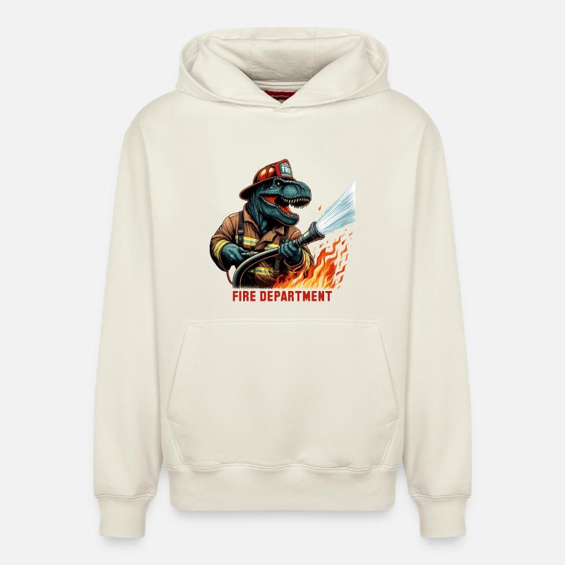 Pompier T-Rex cadeau - Sweat à capuche unisexe décontracté en coton biologique – de SPREAD - blanc cassé