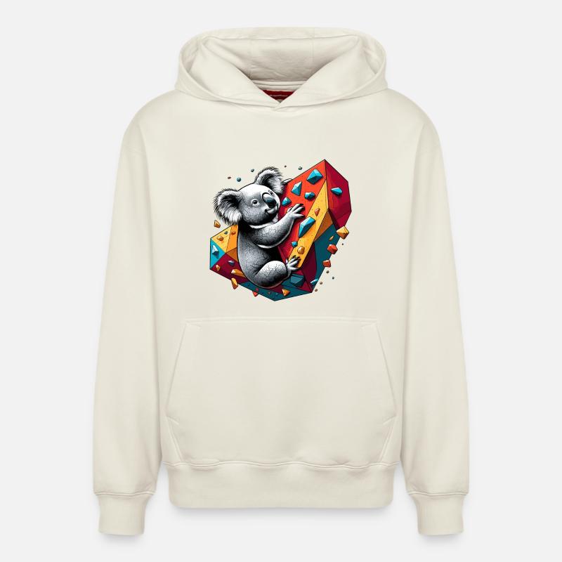 Bouldering Koala cadeau - Sweat à capuche unisexe décontracté en coton biologique – de SPREAD - blanc cassé