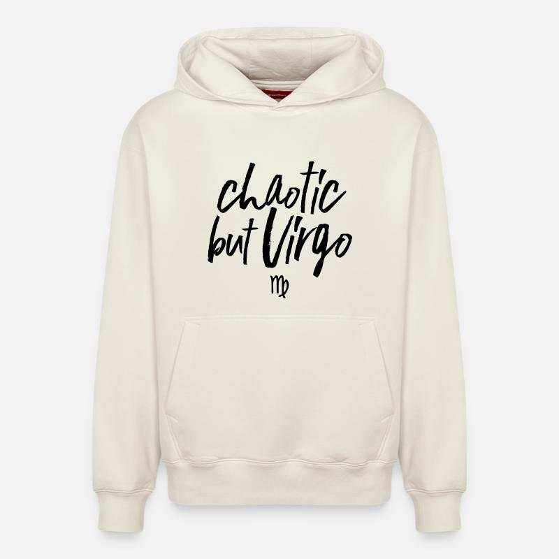 Astro chaotique mais Vierge - Sweat à capuche unisexe décontracté en coton biologique – de SPREAD - blanc cassé