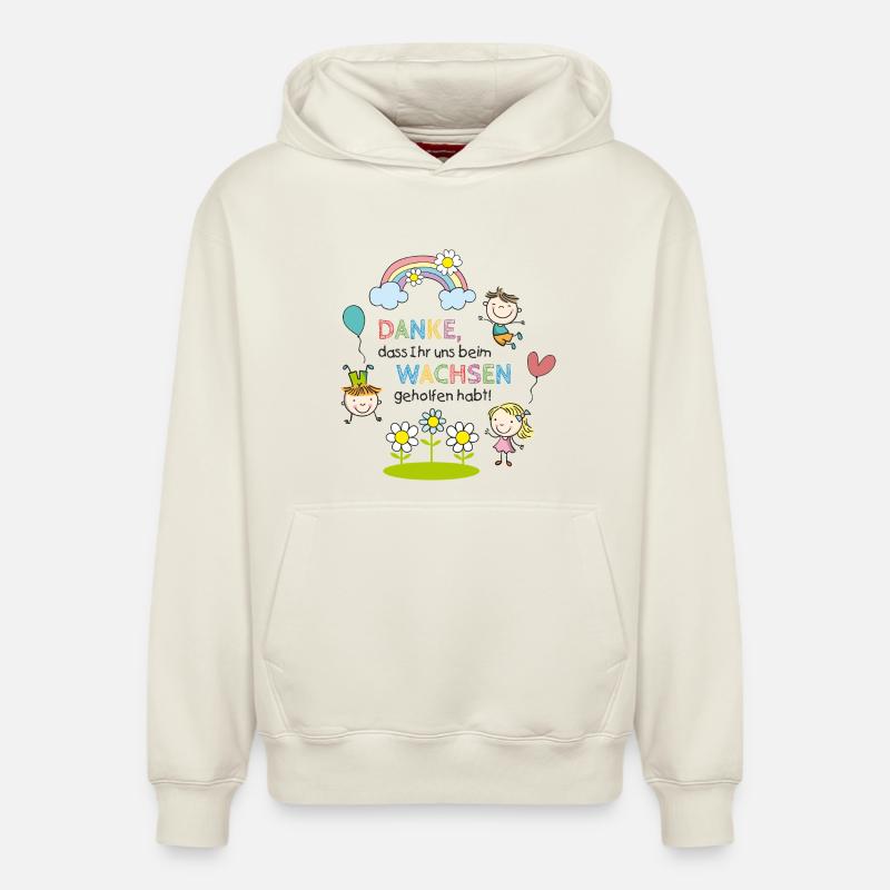Dire adieu | Enfants - Arc-en-ciel - Fleurs - Sweat à capuche unisexe décontracté en coton biologique – de SPREAD - blanc cassé