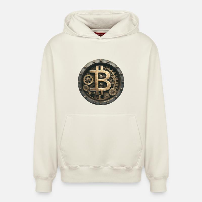 La machine Bitcoin - Sweat à capuche unisexe décontracté en coton biologique – de SPREAD - blanc cassé