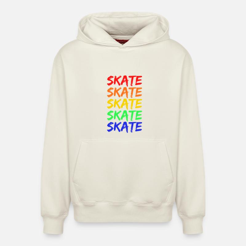 Lettrage Rainbow Skate - Sweat à capuche unisexe décontracté en coton biologique – de SPREAD - blanc cassé