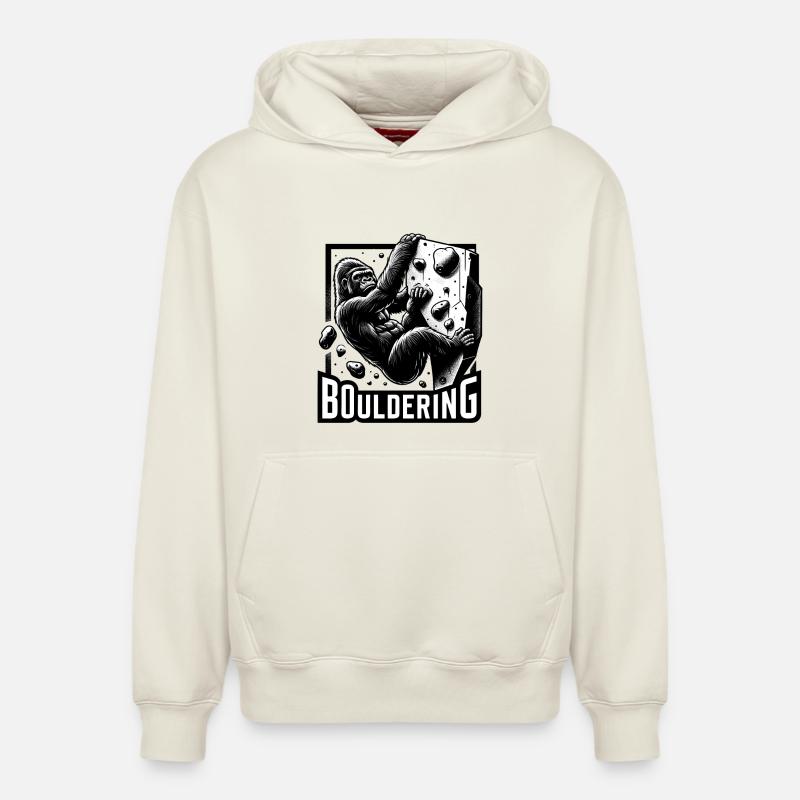 Bouldering Gorilla Silverback Cadeau - Sweat à capuche unisexe décontracté en coton biologique – de SPREAD - blanc cassé