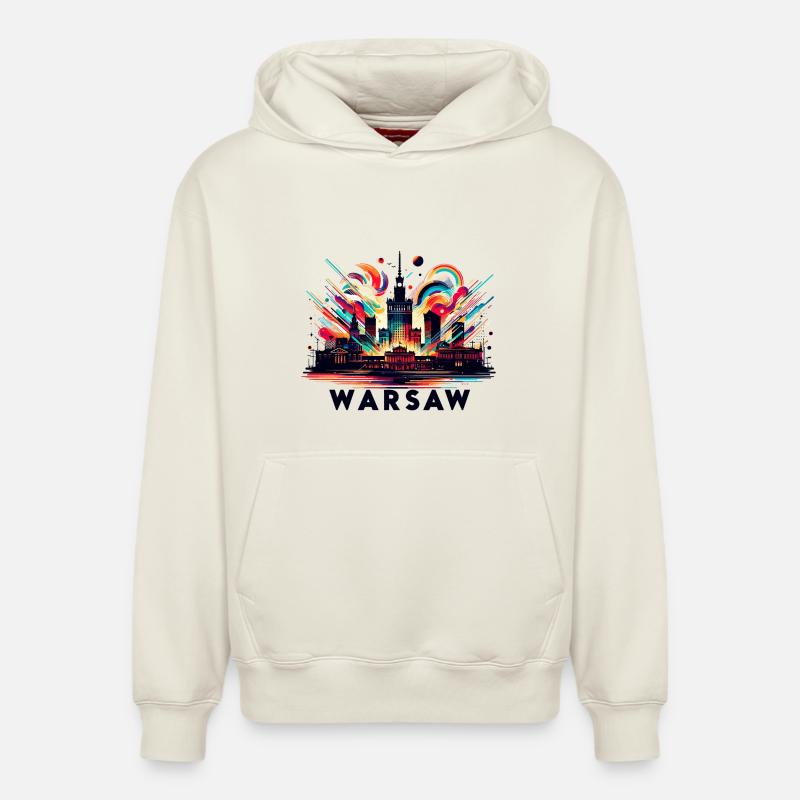Varsovie Capitale Pologne Cadeau - Sweat à capuche unisexe décontracté en coton biologique – de SPREAD - blanc cassé