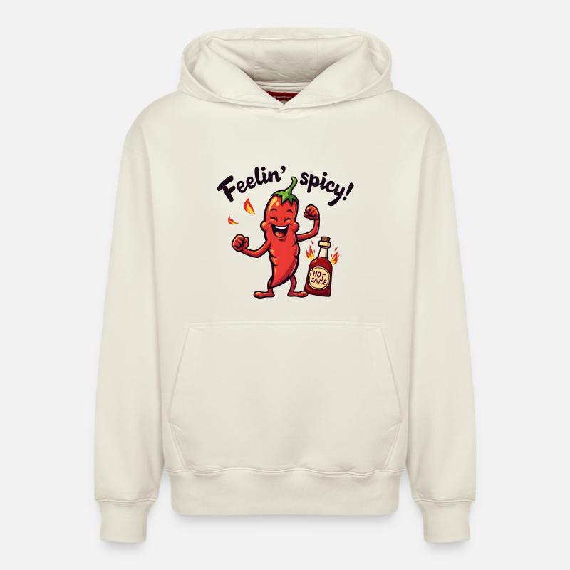 Feelin' Spicy Pepper - Sweat à capuche unisexe décontracté en coton biologique – de SPREAD - blanc cassé
