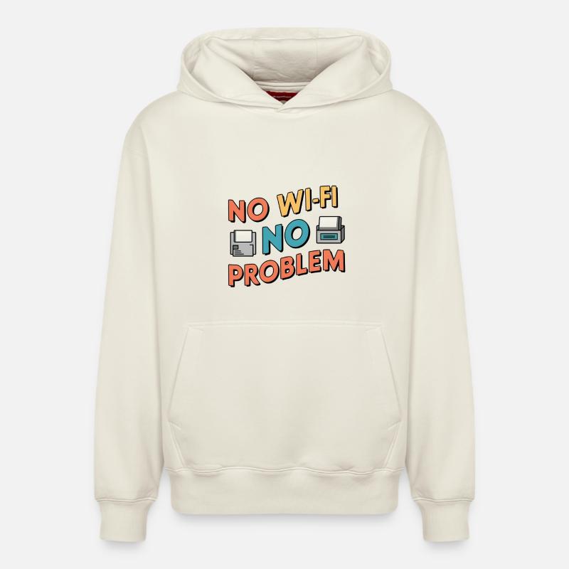 No Wi-Fi, No Problem - Relaxed Unisex Organic Hoodie – von SPREAD - Naturweiß
