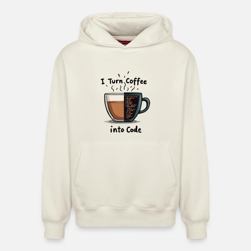 Du café au code - Sweat à capuche unisexe décontracté en coton biologique – de SPREAD - blanc cassé