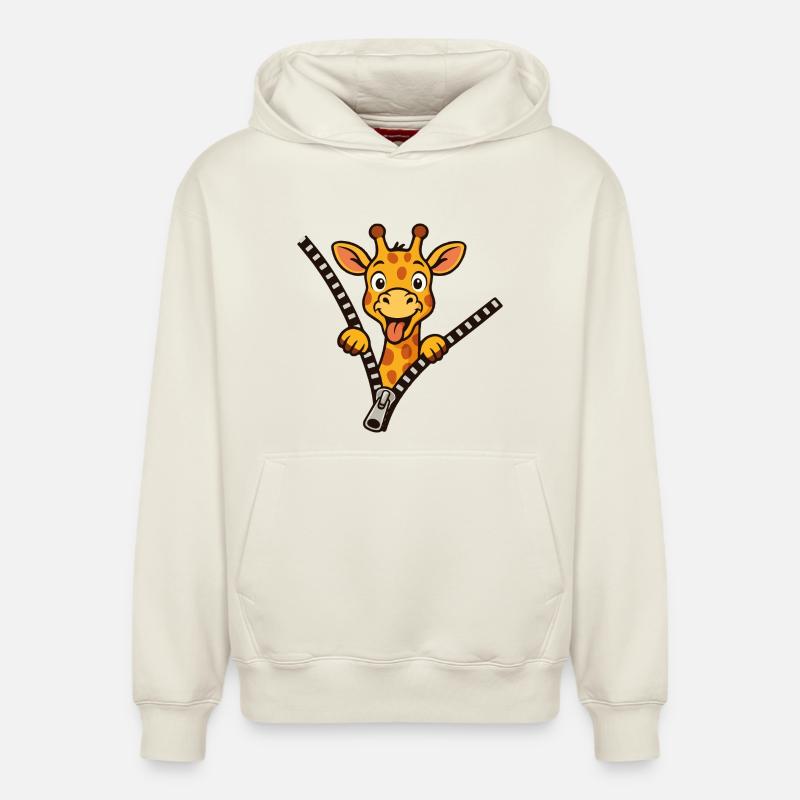 Girafe coquine - Sweat à capuche unisexe décontracté en coton biologique – de SPREAD - blanc cassé