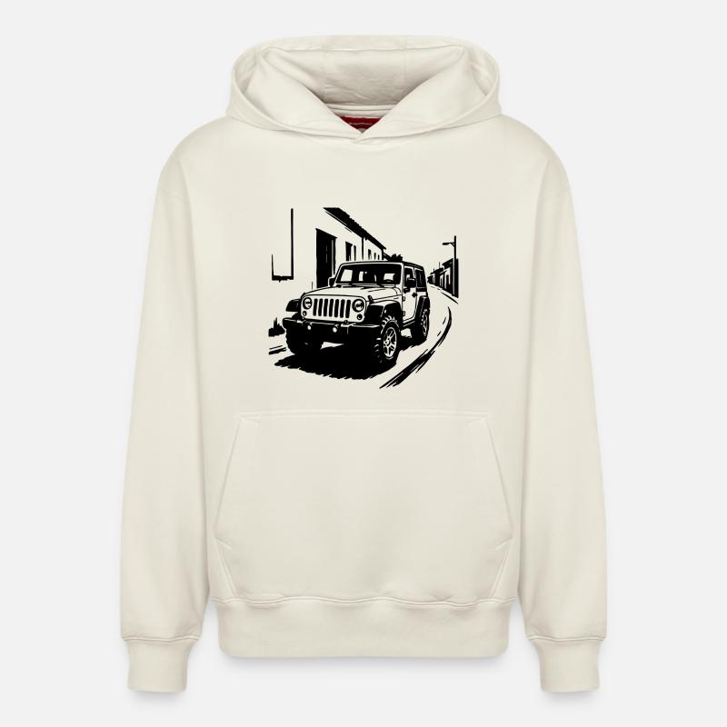 Offroad Beast Classique - Sweat à capuche unisexe décontracté en coton biologique – de SPREAD - blanc cassé