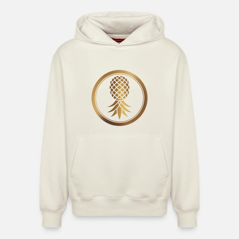 Logo ananas doré - Sweat à capuche unisexe décontracté en coton biologique – de SPREAD - blanc cassé