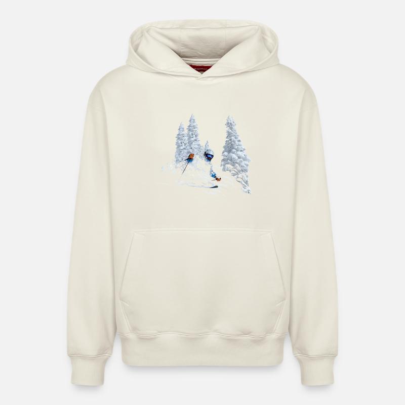 Ski - Sweat à capuche unisexe décontracté en coton biologique – de SPREAD - blanc cassé