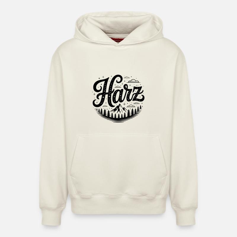 Harz - Conception de randonnées - Sweat à capuche unisexe décontracté en coton biologique – de SPREAD - blanc cassé