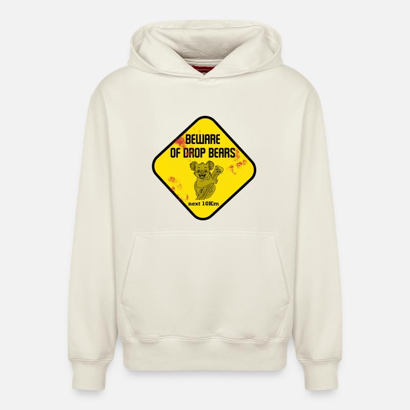 Warnschild Drop Bears - Relaxed Unisex Organic Hoodie – von SPREAD - Naturweiß