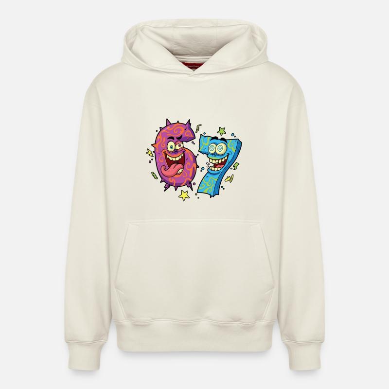 Six Sept Monstres - Sweat à capuche unisexe décontracté en coton biologique – de SPREAD - blanc cassé