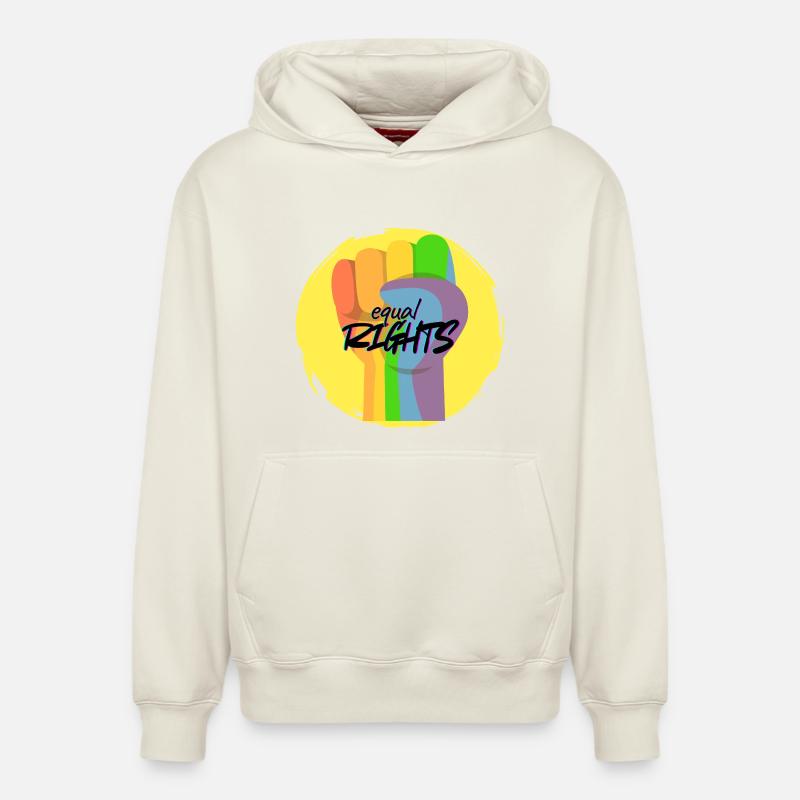 Regenbogenfaust Pride Gleichberechtigung - Relaxed Unisex Organic Hoodie – von SPREAD - Naturweiß