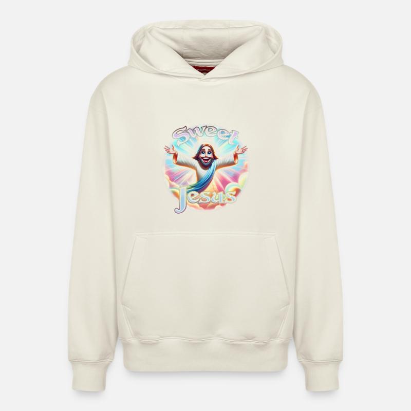 Doux Jésus - Sweat à capuche unisexe décontracté en coton biologique – de SPREAD - blanc cassé