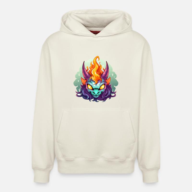 Flammenkopf Dämonengesicht - Relaxed Unisex Organic Hoodie – von SPREAD - Naturweiß
