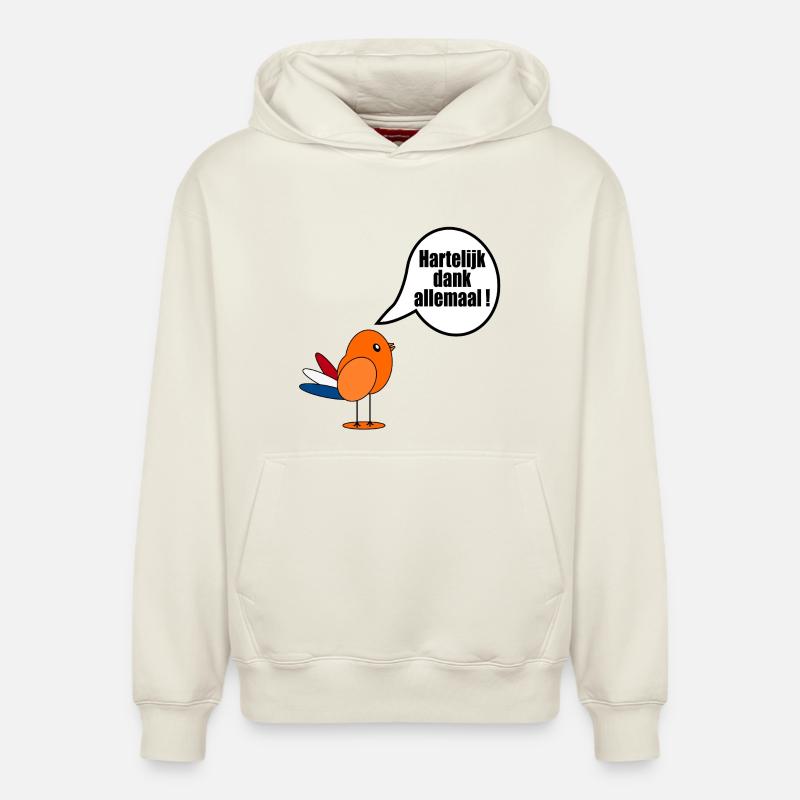 Néerlandais. Merci beaucoup. - Sweat à capuche unisexe décontracté en coton biologique – de SPREAD - blanc cassé