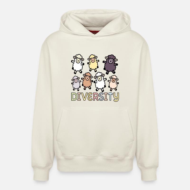 Diversité : Inclusion des moutons - Sweat à capuche unisexe décontracté en coton biologique – de SPREAD - blanc cassé