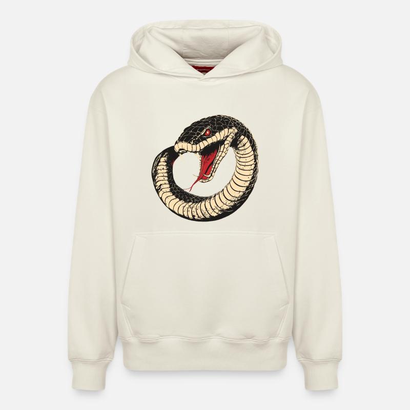 Serpent - Sweat à capuche unisexe décontracté en coton biologique – de SPREAD - blanc cassé