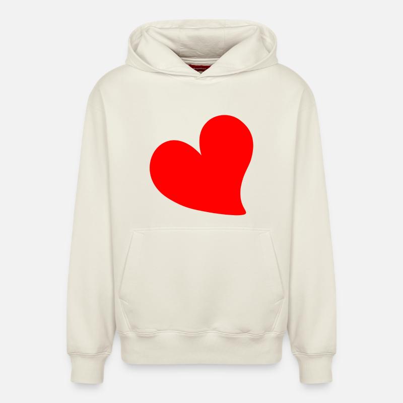 LA SAINT-VALENTIN DU CŒUR - Sweat à capuche unisexe décontracté en coton biologique – de SPREAD - blanc cassé