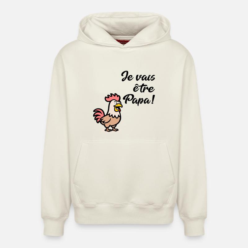 Poules Poulets Papa - Sweat à capuche unisexe décontracté en coton biologique – de SPREAD - blanc cassé