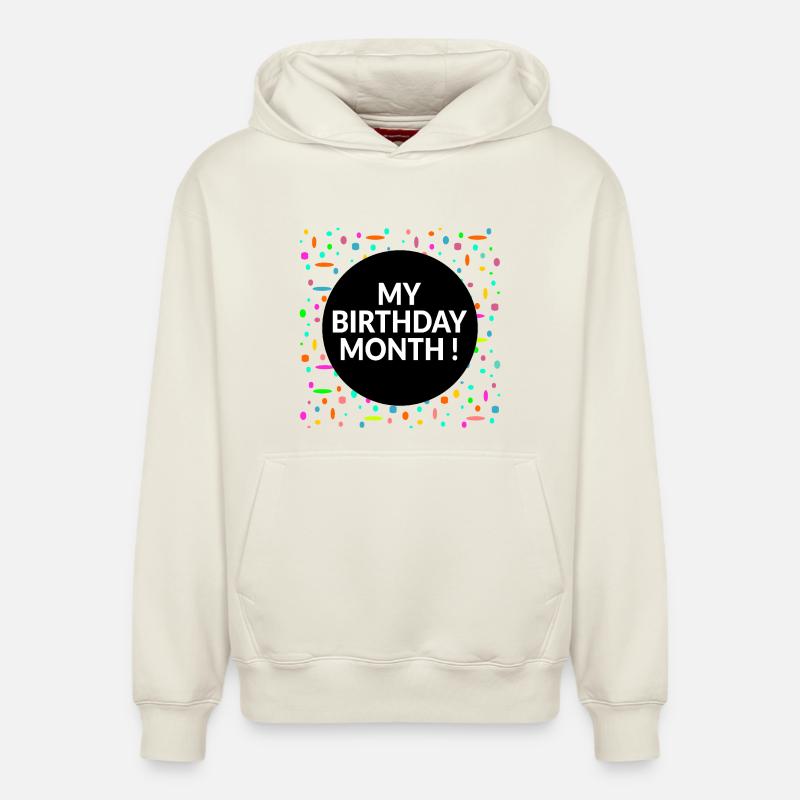 Mon mois d’anniversaire - Sweat à capuche unisexe décontracté en coton biologique – de SPREAD - blanc cassé