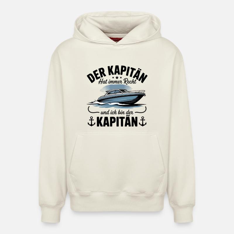 Capitaine de bateau, permis de bateau - Sweat à capuche unisexe décontracté en coton biologique – de SPREAD - blanc cassé